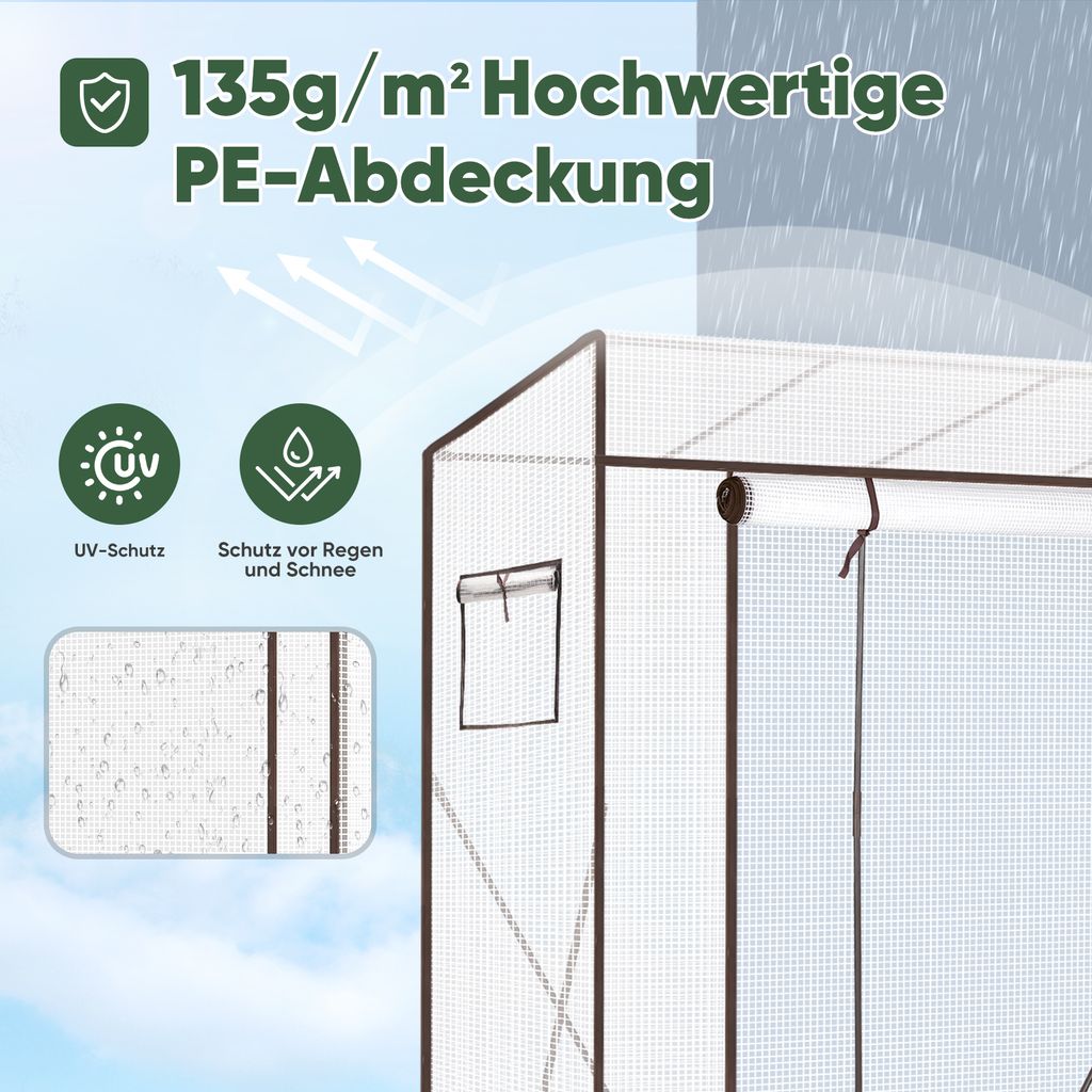 Sekey 200 x 77 x 170 cm Foliengewächshaus Schrägdach, Produktbild 5