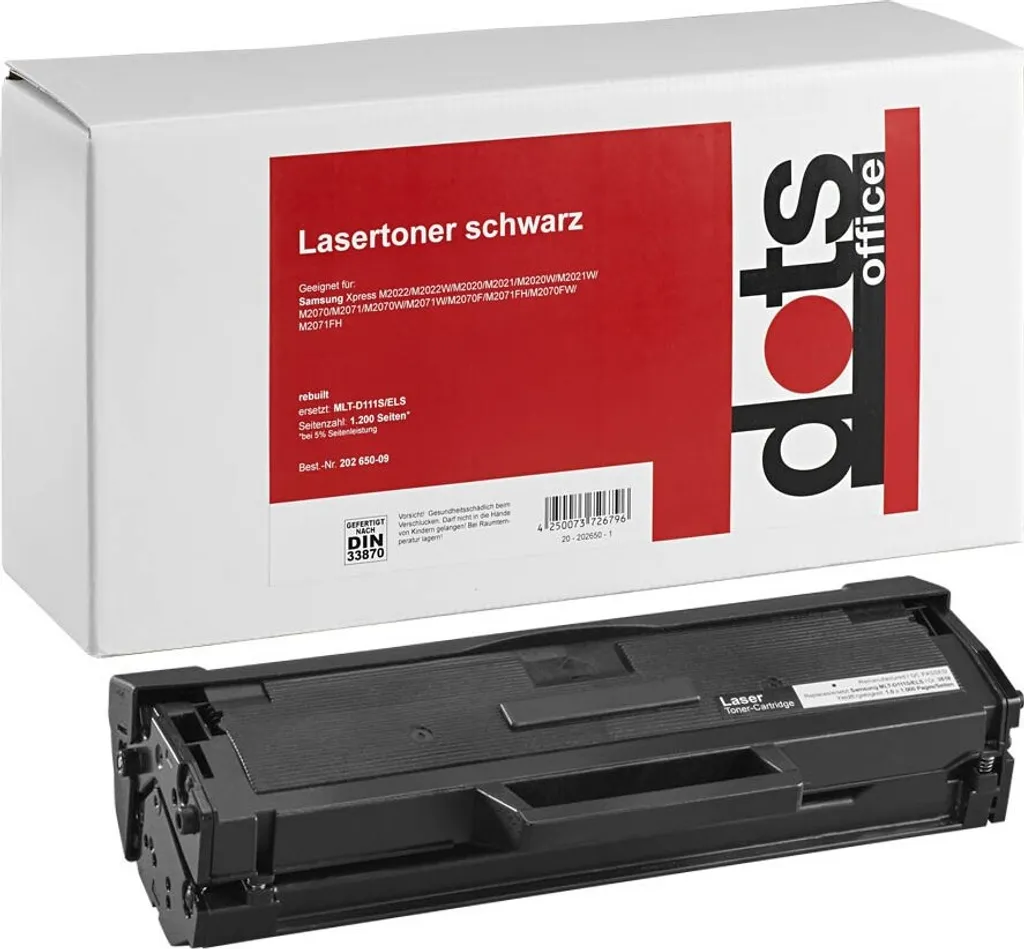 Toner noir Dots pour imprimante Samsung Xpress M2026 M2070W type MLT-D111S
