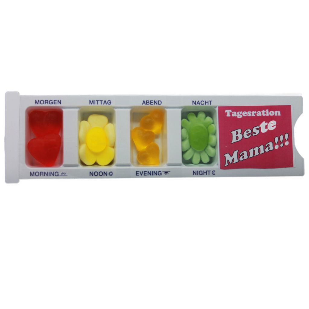 Tablettenbox Beste Mama mit Fruchtgummi gefüllter Scherzartikel 25g