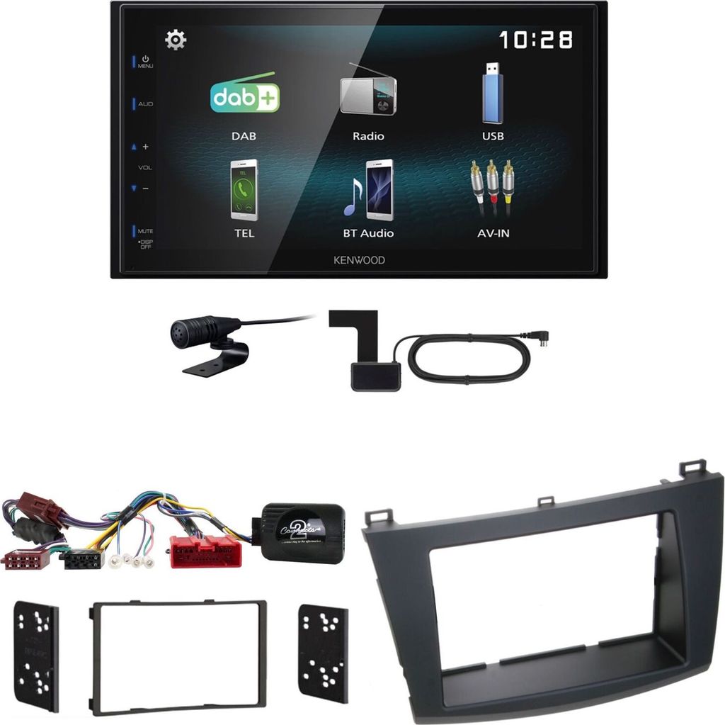 Kenwood DMX-125DAB DAB+ USB Bluetooth MP3 Einbauset für Mazda 3 BL