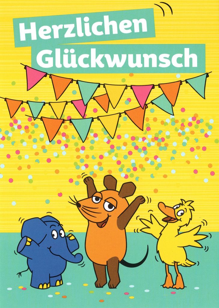 Postkarte "Sendung mit der Maus: Herzlichen Glückwunsch (Maus feiert Party)"
