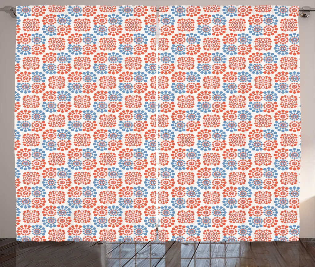Grand Rideau Bohème en Tissu Bleu Ardoise avec Système de Plis à Fronces