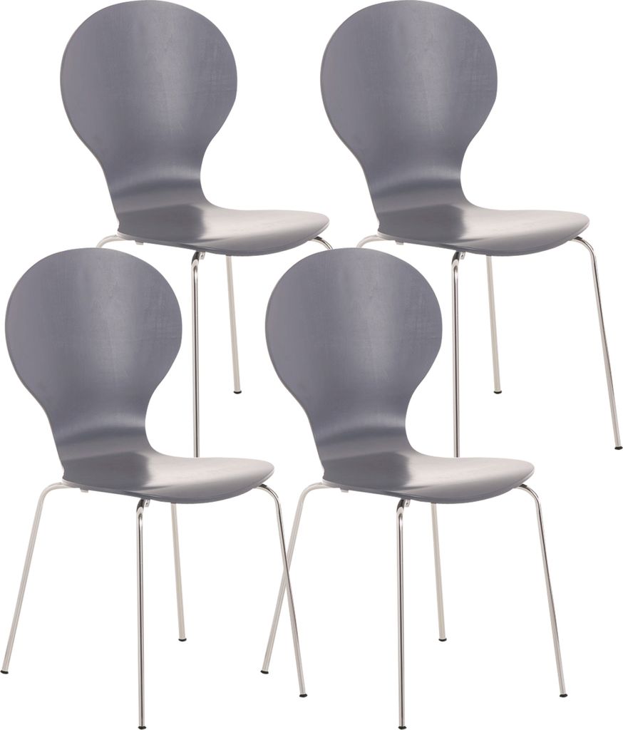 4er Set Besucherstuhl HLO-CP80 grau