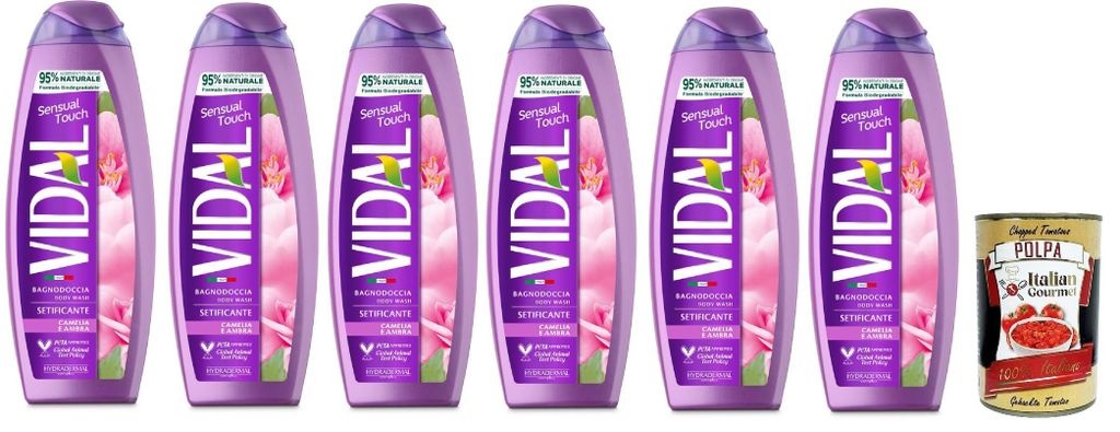 Vidal bagnoschiuma Touch Camelia E Ambra, Camelia und Ambra Schaumbäder Bades bath shower foam 6x 500ml + Italian Gourmet polpa 400g