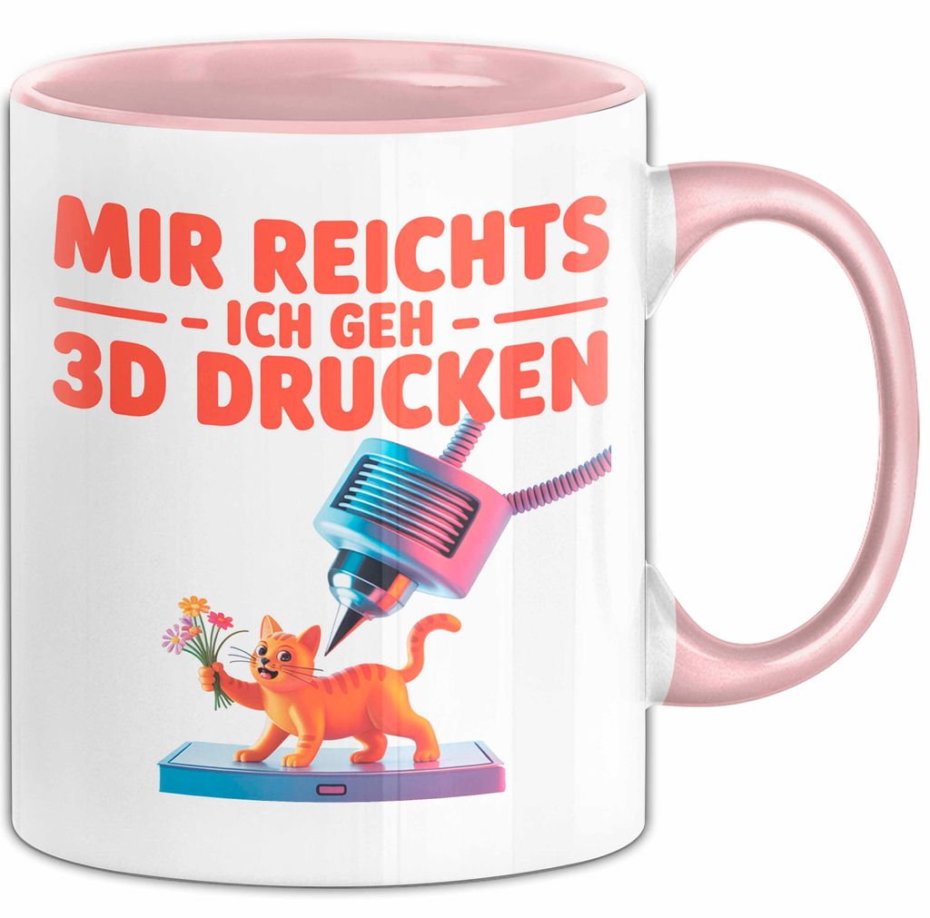 3D Drucker Printing Tasse Geschenk Lustige Geschenkidee Spruch Mir Reichts Ich Geh 3D Drucken (Rosa)