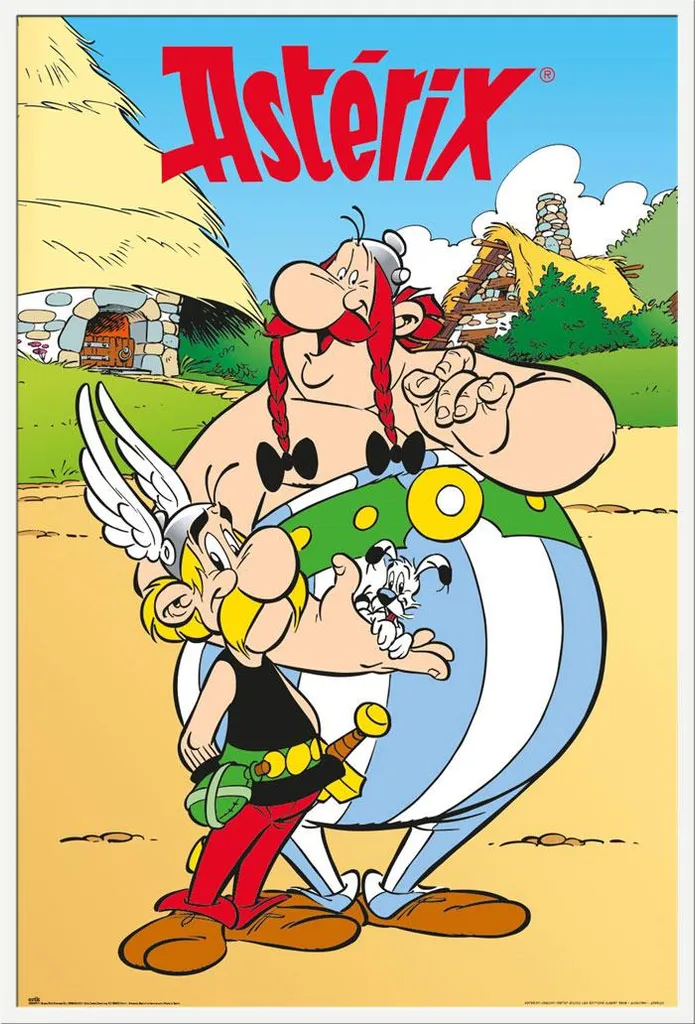 Tableau Astérix et Obélix Village Gaulois Cadre Blanc Vitre Acrylique