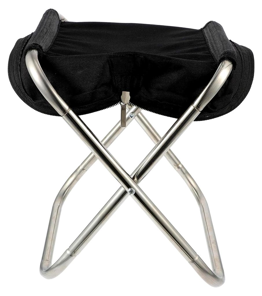 Klappbarer Hocker aus Edelstahl für Camping, Angeln und Wandern – Tragbarer Outdoor-Stuhl mit hoher Belastbarkeit und platzsparendem Design