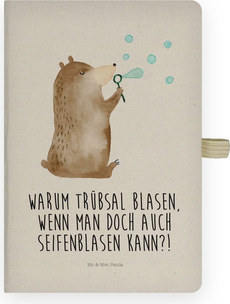 Mr. & Mrs. Panda notizbuch Bär Seifenblasen - Transparent - Geschenk, Journal, Kladde, Teddy, Adressbuch, Lustig Sein Glücklich Traurig Happy, Sk...
