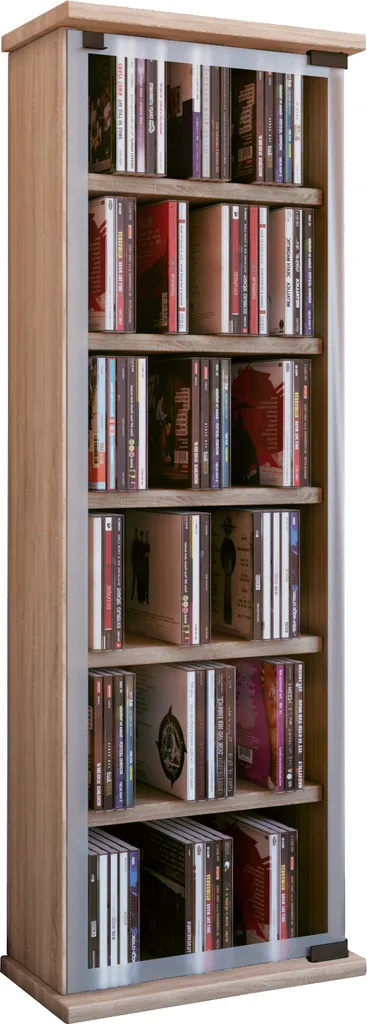 Armoire Multimédia en Bois avec Façade Vitrée Classique 92x31 cm