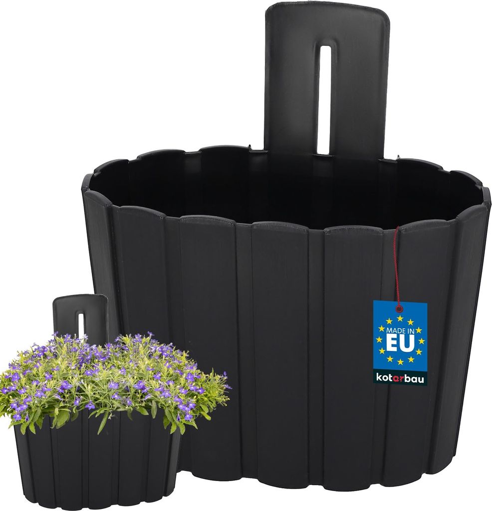 KOTARBAU Blumenkasten Balkon Wandampel Blumentopf 20x14cm H: 13cm Anthrazit Pflanzgefäße zum Aufhängen an der Wand Hängepflanzgefäßen Blume...
