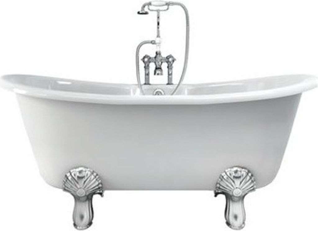 Casa Padrino Jugendstil Badewanne Naturstein freistehend 170 x 80 x 67 cm BCha Weiß, Retro Antik, Füsse: Schwarz Standard Traditional