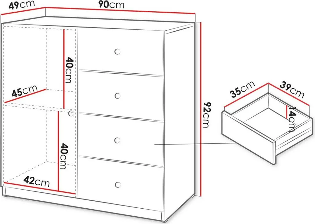 Commode étroite SALTIVILLE cachemire avec portes et tiroirs chic