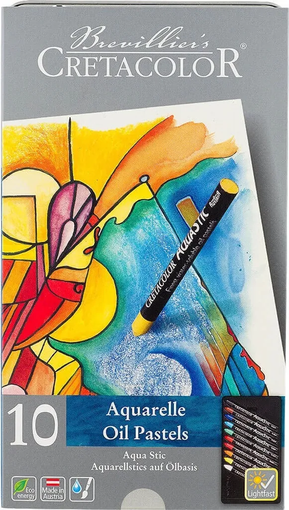 Cretacolor Aqua Sticks Set de 10 Pastels à l'Huile Aquarelle Professionnel
