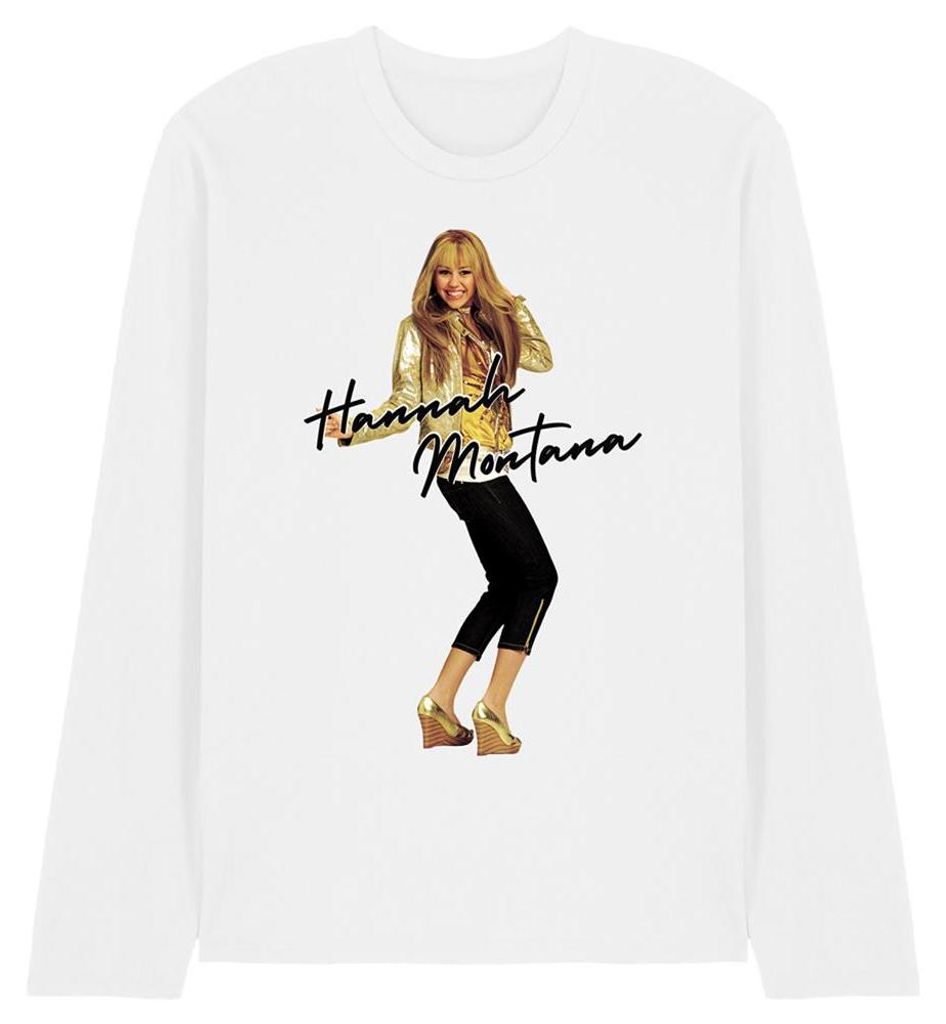 Hannah Montana - T-Shirt für Herren/Damen Uni, Langärmlig TV34822 (M) (Weiß)