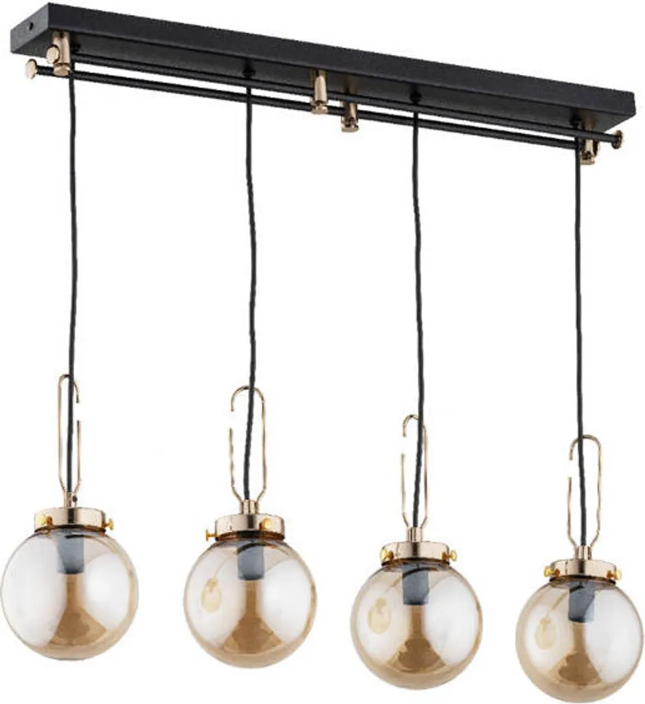 Lustre Suspension Moderne Allongé avec 4 Globes en Verre VOLANS 4xE14 LED