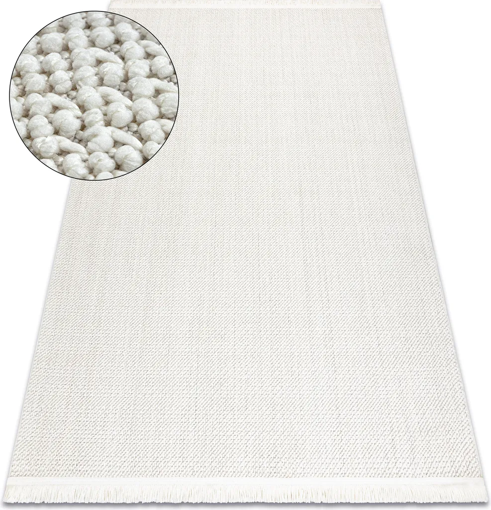 Moquette NANO FH93A Blanc Monochrome - Tissage Plat Bouclé 180x270 cm