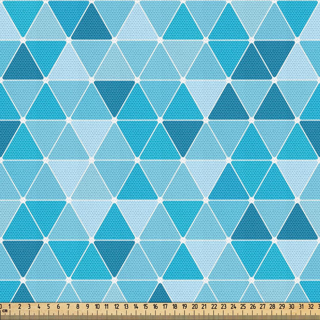 ABAKUHAUS Blau Gewebe als Meterware, Geometrisches Muster mit Dreiecken im ozeanischen Winter färbt abstraktes Mosaik, 3 M (148 x 300 cm), Blue Hi...