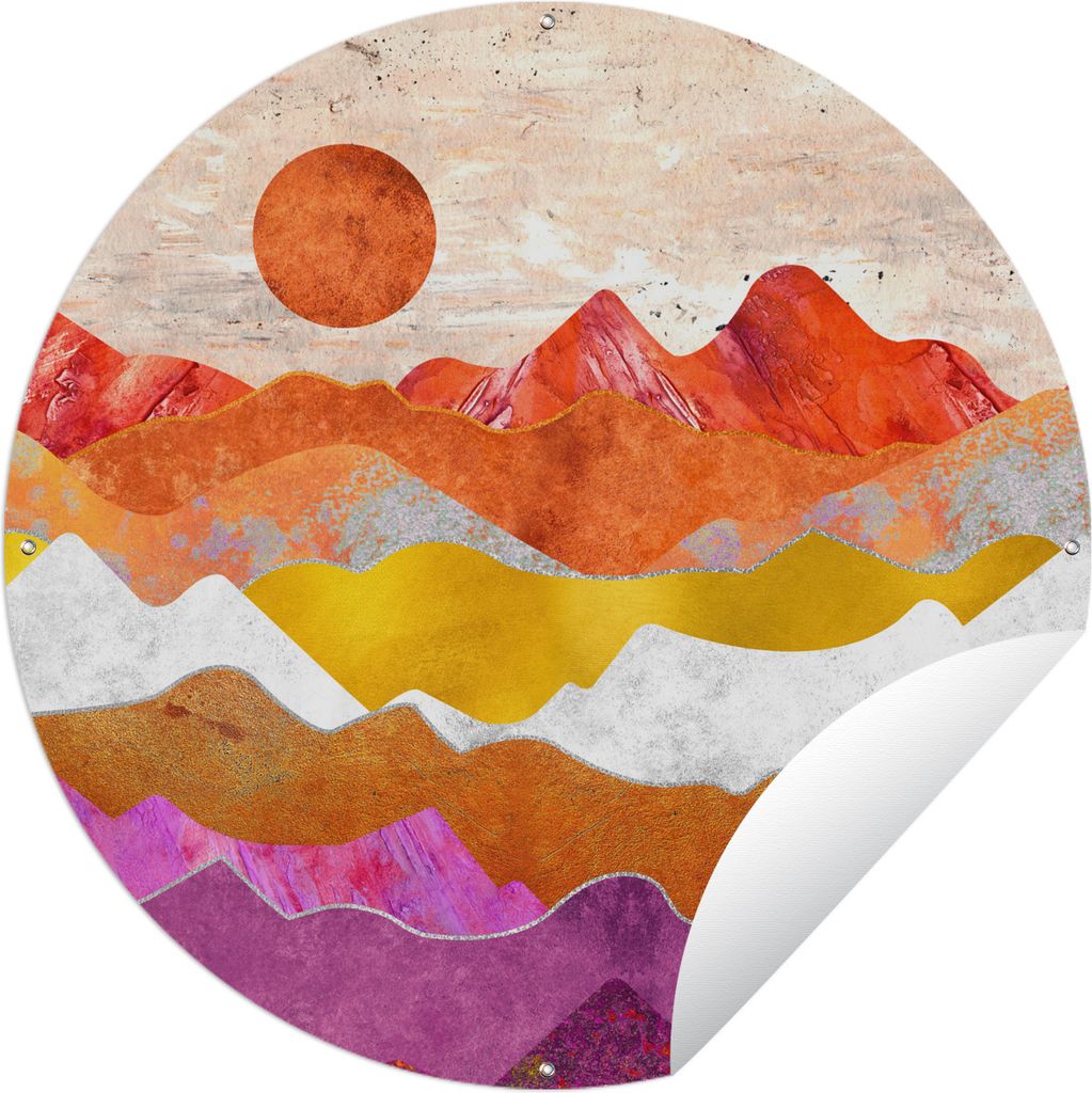 MuchoWow Gartenposter Outdoor-Poster Rund Lesbisch - Gold - Marmor Ø 90 cm Gartendeko Rundes Poster draußen