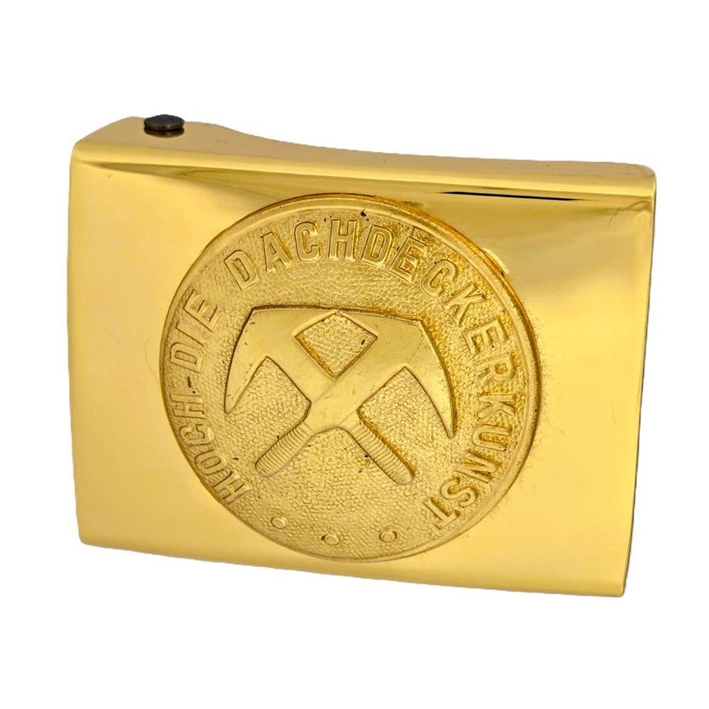 Koppelschloss Dachdecker – golden - für Alt-Meister - für 4,5 cm breite Koppelgürtel