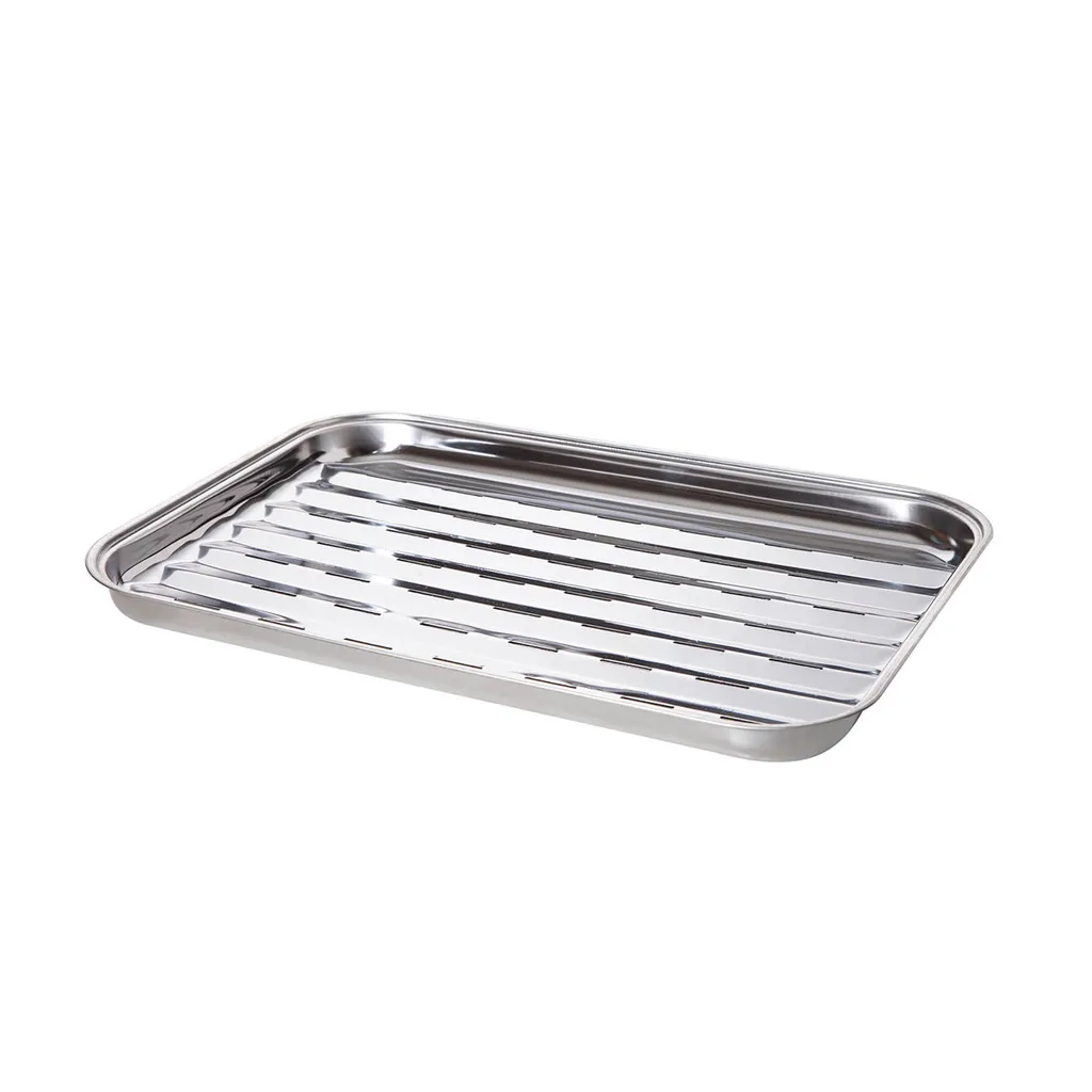 Allgrill Barquette en Acier Inoxydable 34x24x2,5cm Anti-feu de Graisse