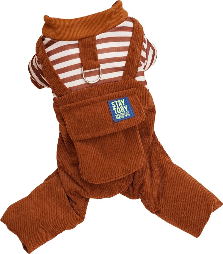 Katzen- und Hundekleidung, gefälschtes zweiteiliges Design, vierbeinig, mit Traktionsring, gestreift, verdickte Hundekleidung für Herbst und Winter