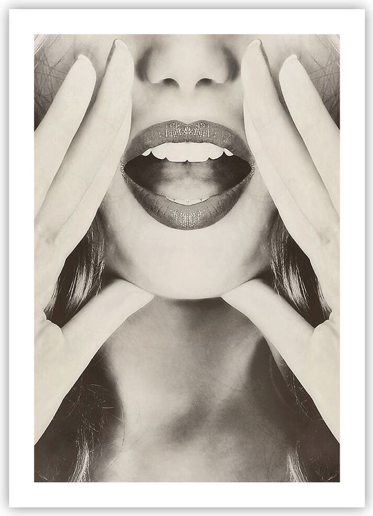 Poster - Poster ohne Rahmen - Frau Mund Geheimnis - 50x70 cm - Wand Bild - Wanddeko - Wandbilder - Kunstposter - Wandposter - Bilder - Kunstdruck -...