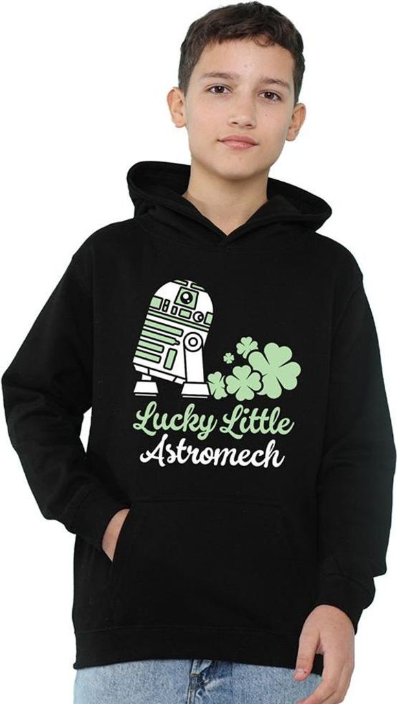 Star Wars - "Lucky Astromech" Kapuzenpullover für Kinder, St Patricks-Tag TV24486 (128) (Schwarz)