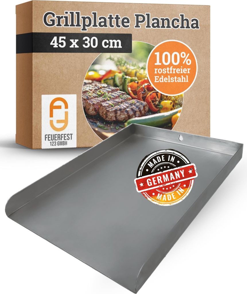 Grillplatte Edelstahl - Plancha - universal 45 x 30 cm