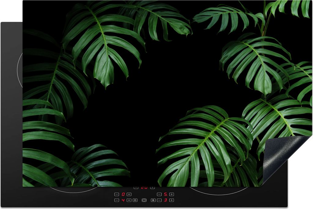 KitchenYeah Herdabdeckplatte Dschungel - Pflanzen - Monstera - Jungen - Mädchen - Kinder , 80x52cm, Küche Deko, Glaskeramikkochfeld Herdabdecku...