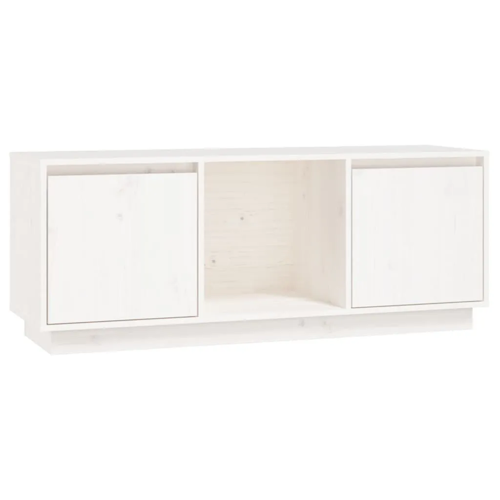 Porta TV 110x35x44 cm Bianco SYFAX™ - Mobile Soggiorno Pino Massiccio
