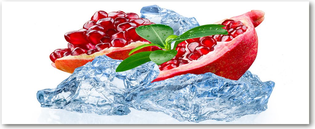 Tulup Küchenrückwand Spritzschutz aus Glas -125x50 -Spritzschutz auf gehärtetes Glas Deko Essen Getränke Granatapfel Eis