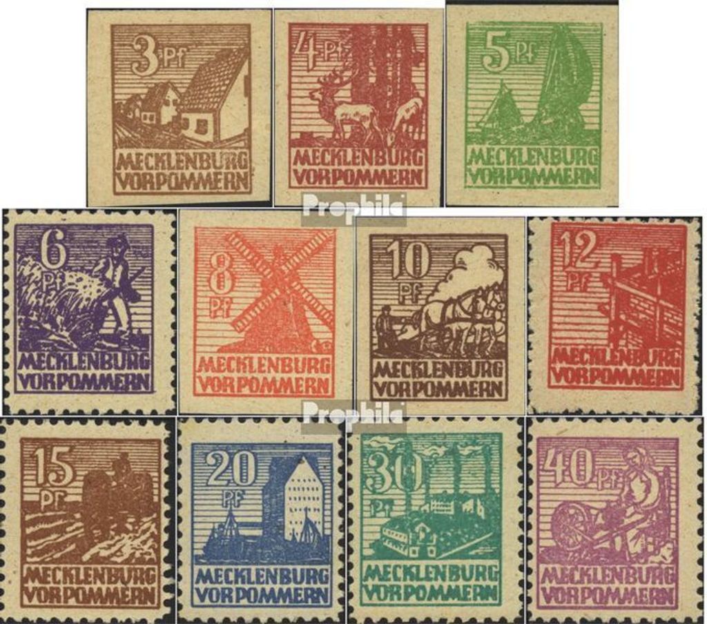 Briefmarken Sowjetische Zone (All.Bes.) 1945 Mi 29y-40y (kompl.Ausg.) , graues Papier gestempelt Abschiedsserie