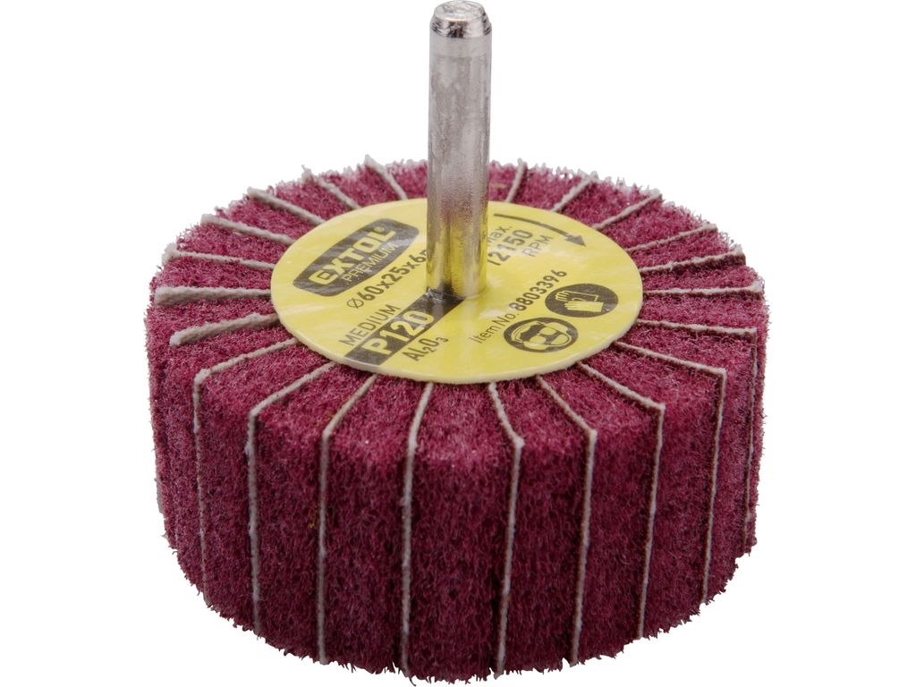 Schleifscheibe Extol Premium 8803396 Scheibe aus Korund-Schleifvlies kombiniert, auf Schaft, O 60x25x6mm
