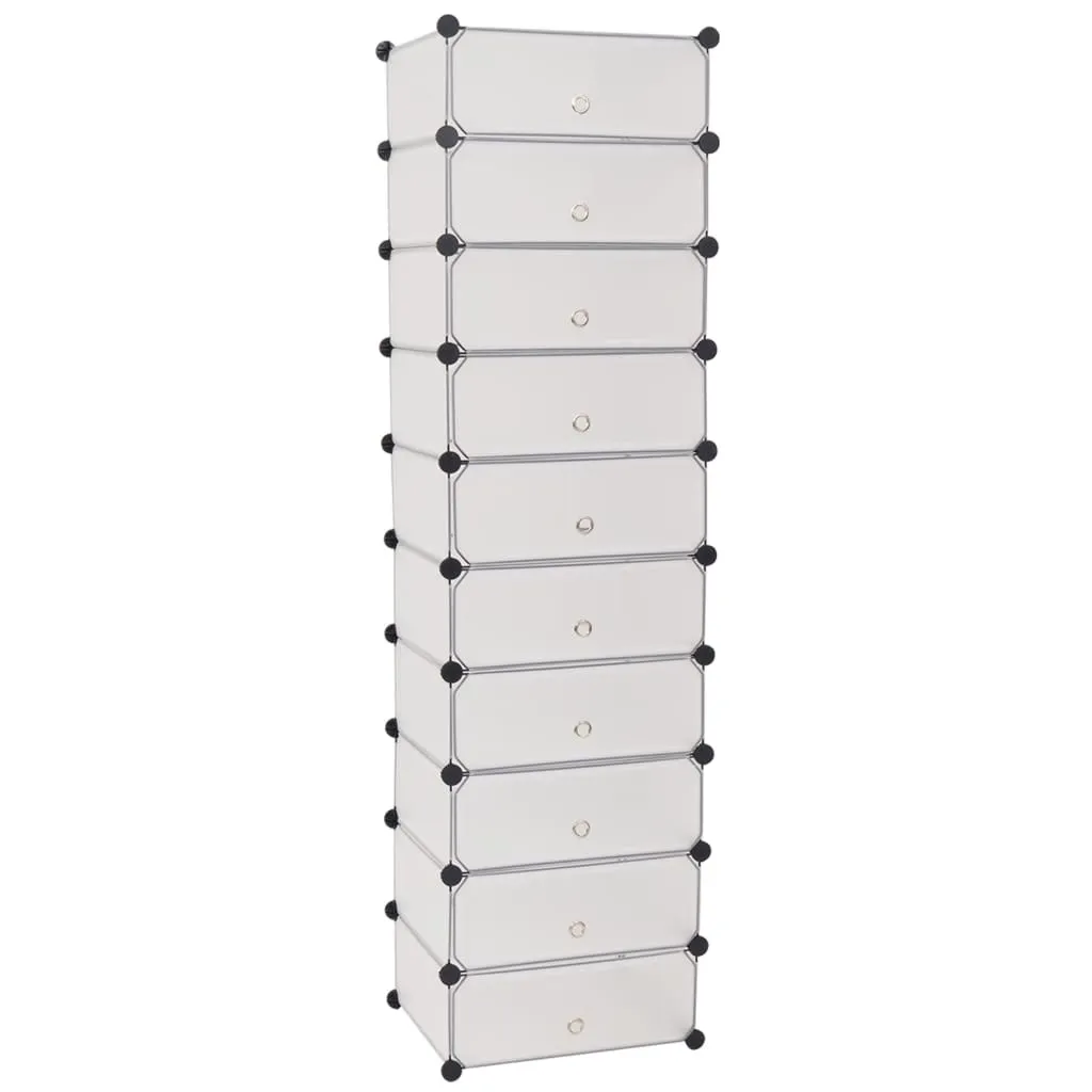 Organiseur à chaussures vidaXL modulable 10 niveaux - Structure pliable blanc