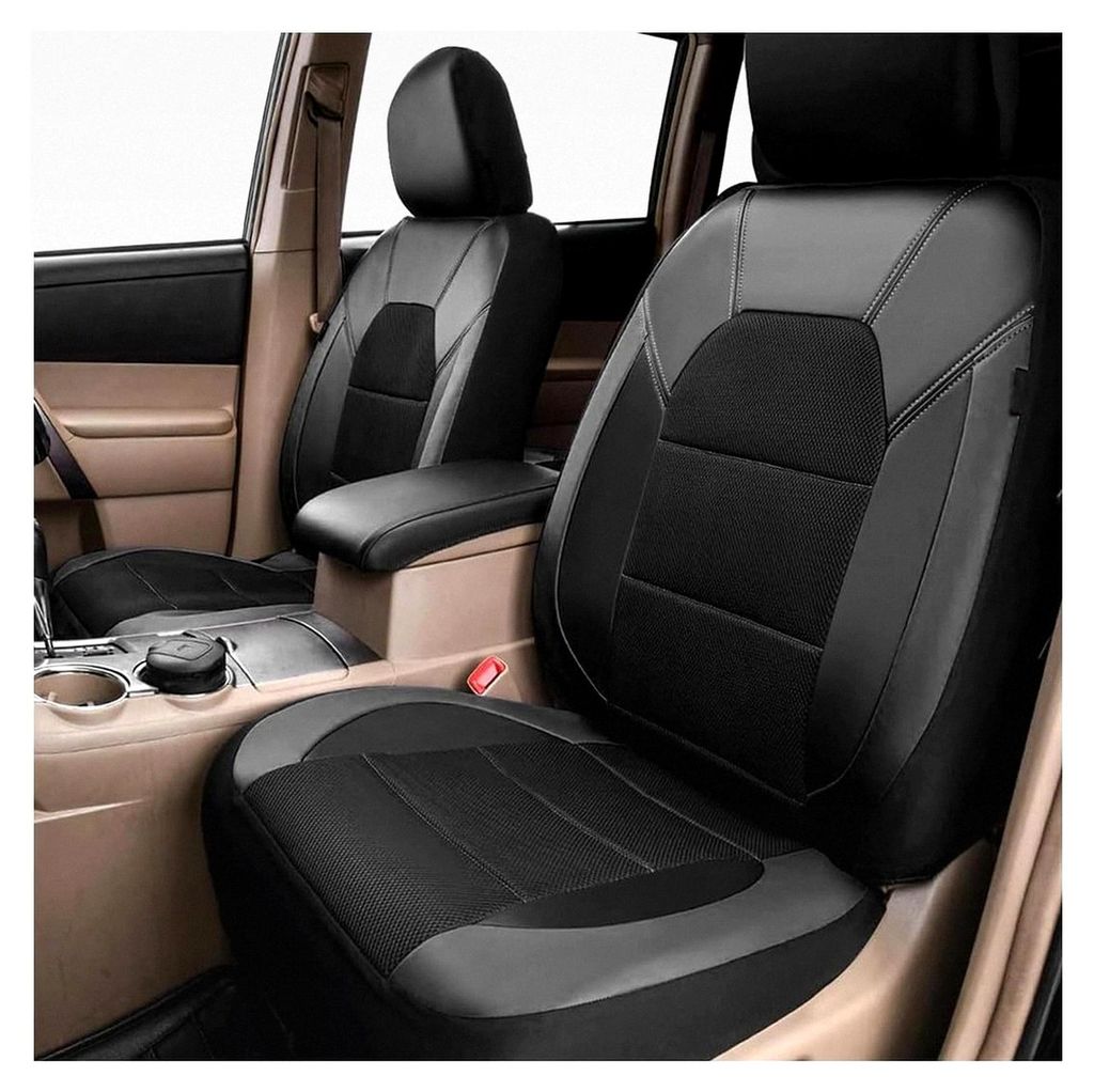 4 Stück Autositzbezüge Komplettset, Mesh Vorderseite, Airbag-kompatibel, Vordersitze (Schwarz)