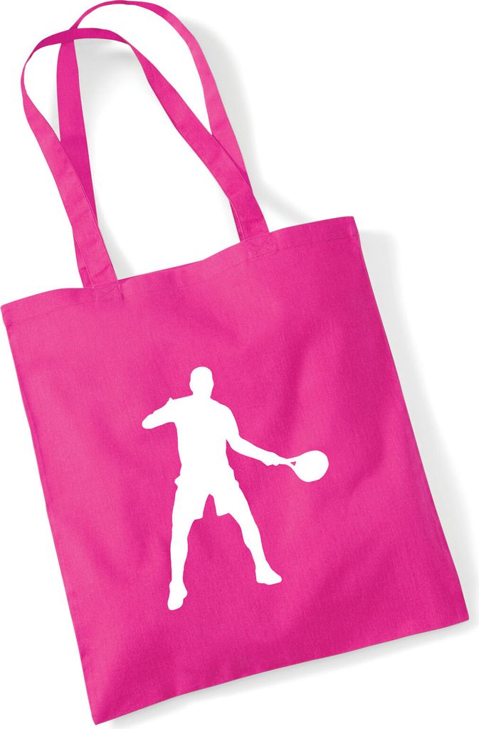 Huuraa Jutebeutel Tennis Silhouette 10 Liter Fuchsia Baumwolle Tasche Geschenkidee