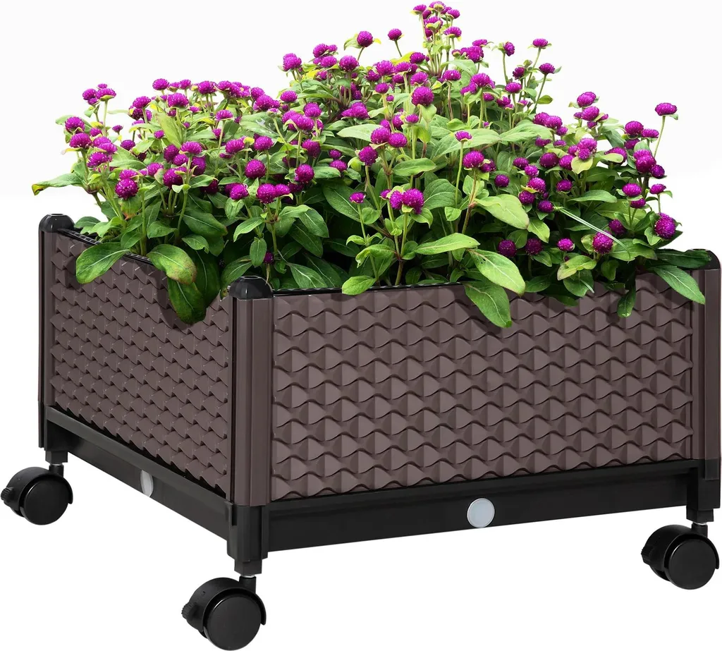 Bac à plantes avec roues 50x50 cm pour déplacer vos fleurs sans effort