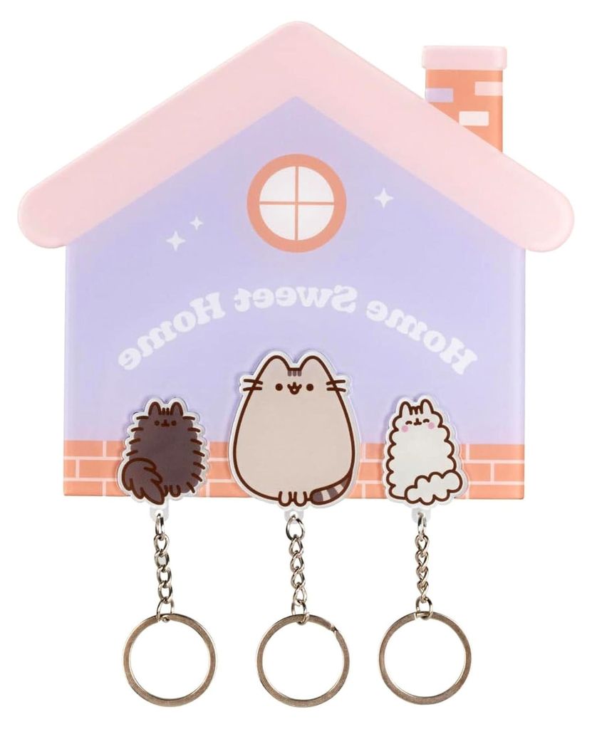 Schlüsselbrett mit Pusheen Cat Schlüsselanhänger - Schlüssel Organizer 16 x 16 x 1 cm mit Schlüsselringen ca. 5 x 5 cm - Offizielle Pusheen Ge...