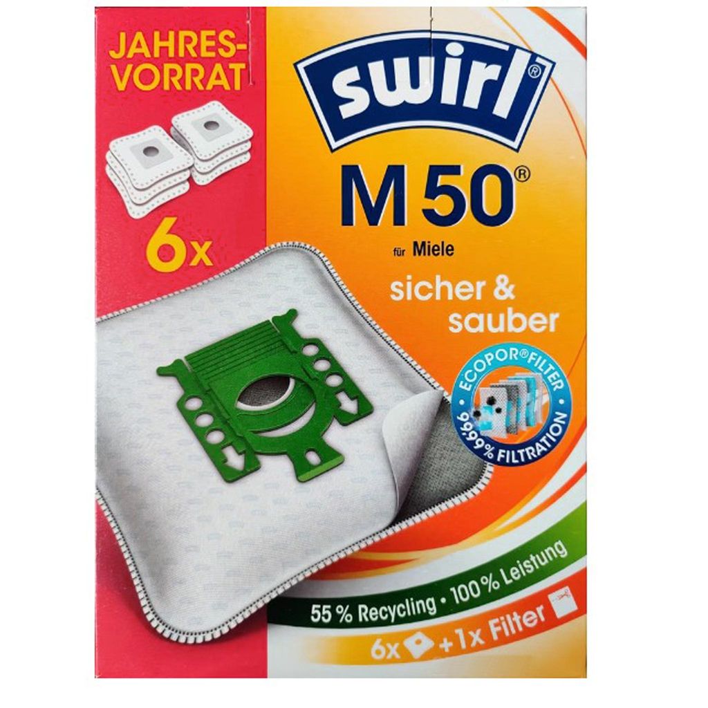Original SWIRL M 50 Staubsaugerbeutel 6er Pack Jahresvorrat Produktbild 