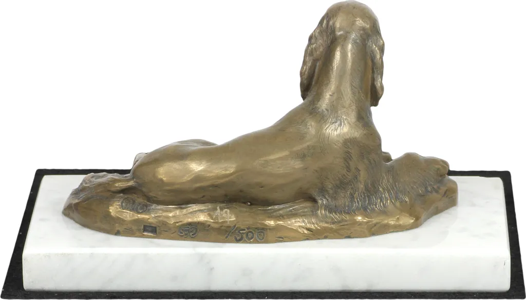 Figurine de chien Setter Anglais Art Dog trophée sur socle en marbre