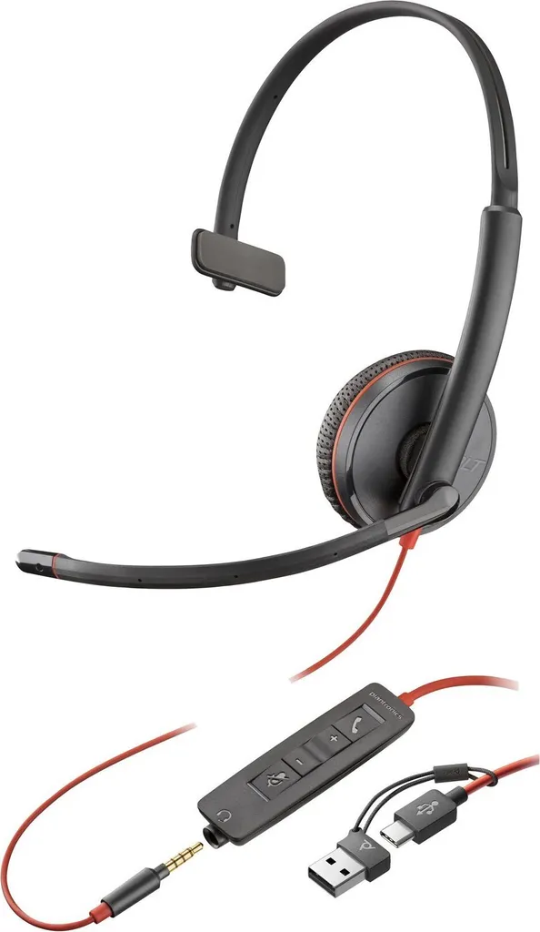 Casque Télétravail Poly Blackwire 3215 UC Monaural USB-C pour Visioconférence - 3