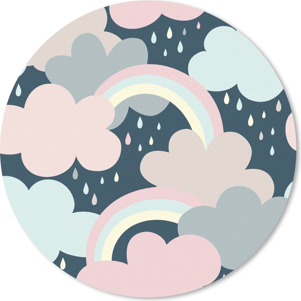 MuchoWow Mauspad Mousepad Regenbogen - Wolke - Regen - Kinder - Muster 40x40 cm - Mousepads - Maus Mat - Pad - Mausunterlage - Schreibtisch Acces...