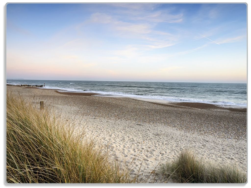 Wallario Glasunterlage, Schneidebrett aus Glas, Größe 30 x 40 cm, Motiv Strandspaziergang im Urlaub an der Ostsee
