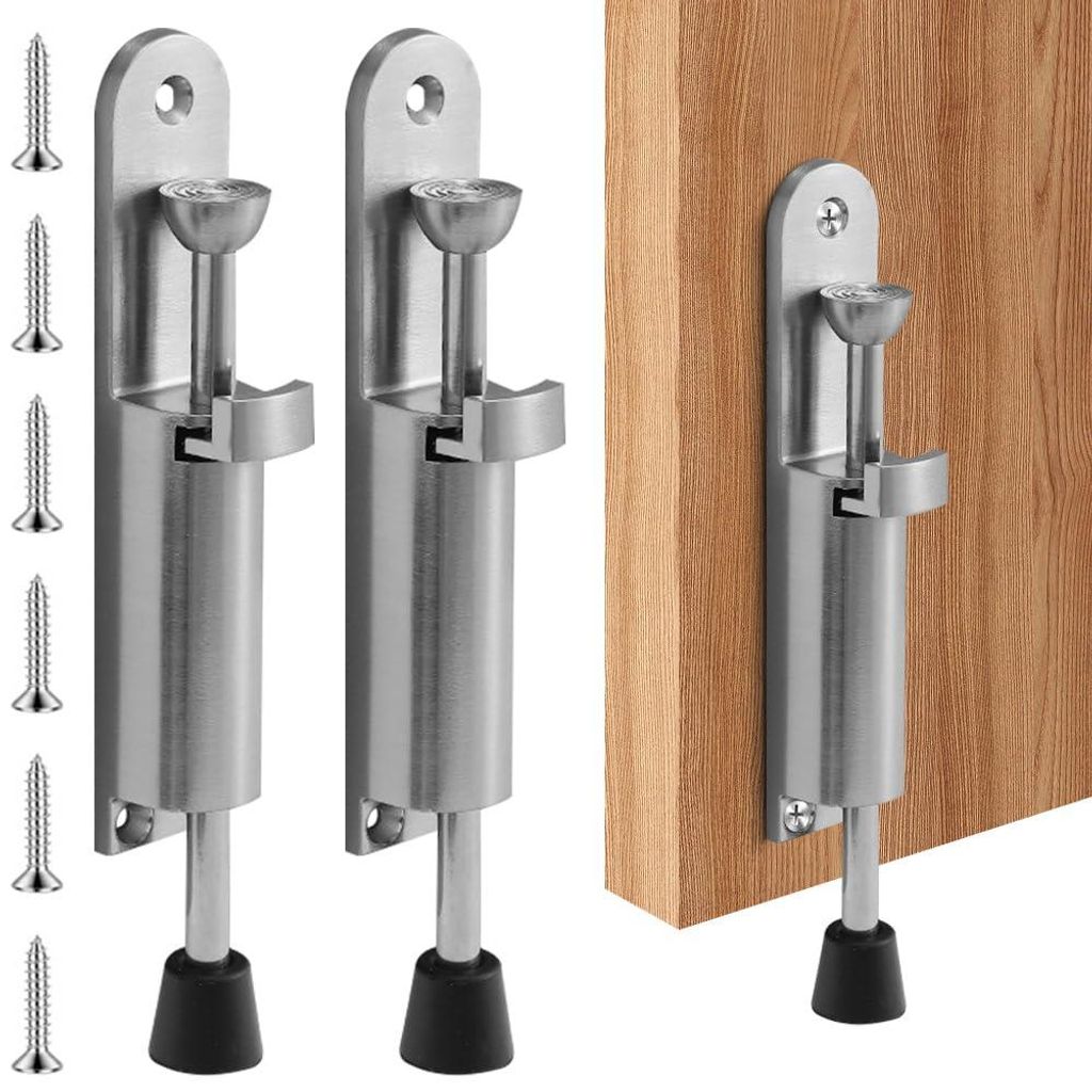 Windfester Türstopper, 2 Stück, Bodentürstopper aus Zinklegierung, federbelastet, fußbetätigt, für den Innen- und Außenbereich, Garagentor, ...