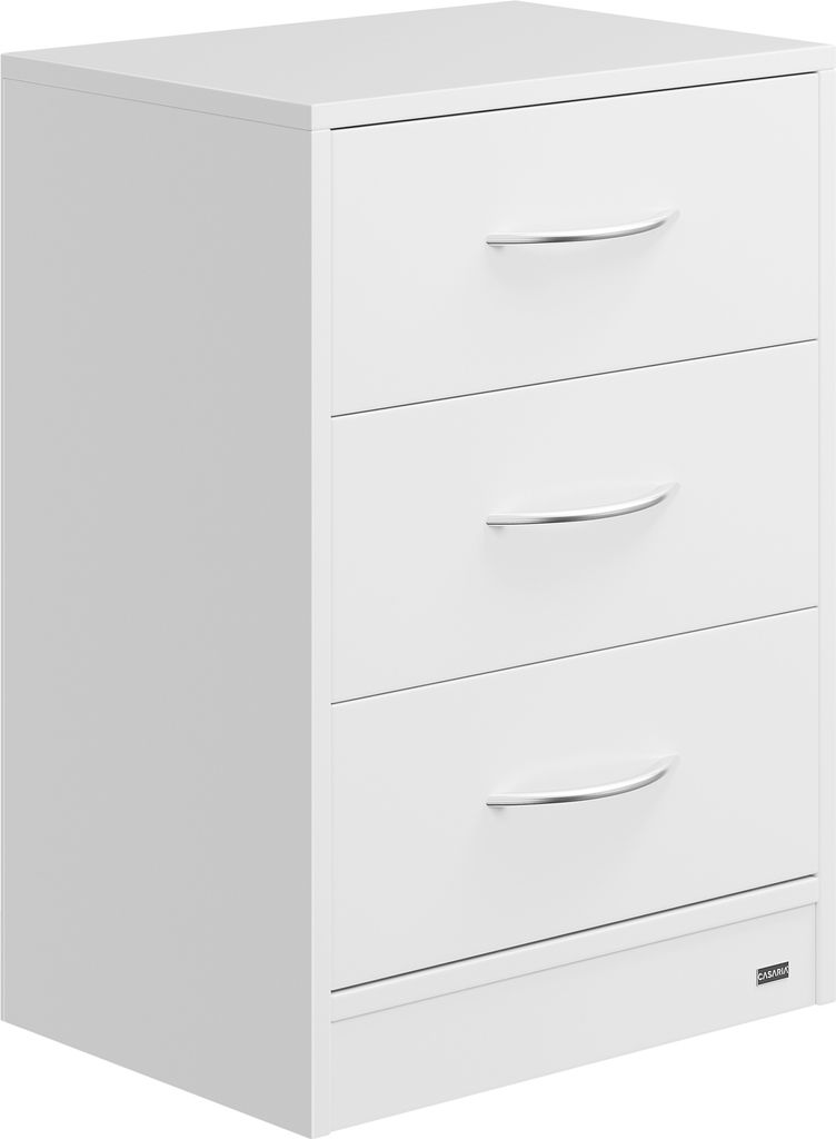 CASARIA Nachttisch Weiß 3 Schubladen Kabelführung Wandbefestigung Boxspringbett Schlafzimmer Nachtschrank Nachtkonsole Nachtkommode Holz 54x39x...
