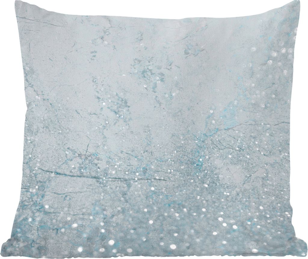MuchoWow Zierkissen Sofakissen Wohnzimmer Dekokissen 60x60 cm Marmor - Blau - Glitter - Sitzfläche - Foto Polster