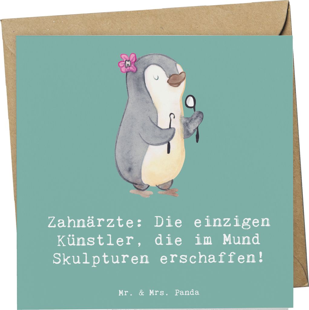 Mr. & Mrs. Panda doppelkarte Zahnarzt Künstler - Meeresbrise - Geschenk, personalisierte Geschenke, Zahnarztkunst, Klappkarte, anlasskarte, Dental...