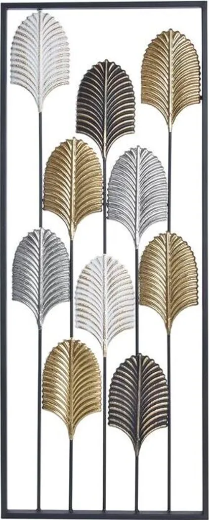 Décoration Murale DKD Home Decor Métal Noir et Feuille Multicolore 90cm