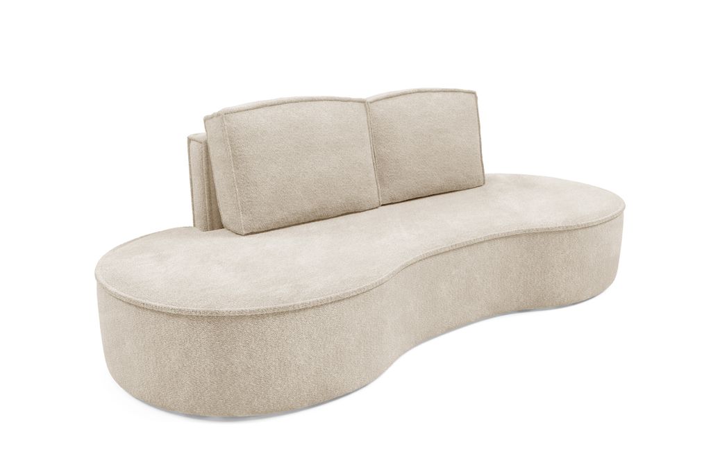 DomoHome Sofa Molly – Freistehendes Halbrunde Ausführung Designsofa mit zwei eleganten abnehmbaren RückenKissen Abriamo Stoff Größe: 234x101x...