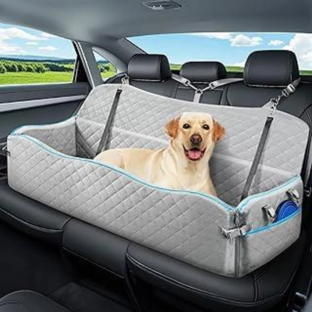Sedile Posteriore Cani 54kg | Seggiolino Auto con 2 Cinture Sicurezza